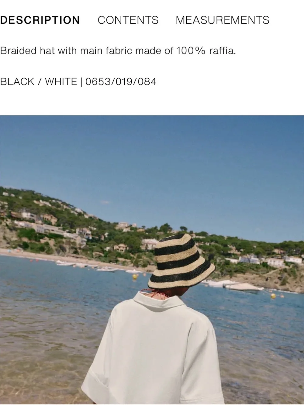 NWT Zara Striped Woven Raffia Bucket Hat - Black & Tan